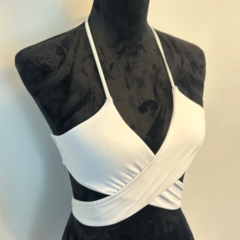 Women’s White Halter Wrap Bikini Top
